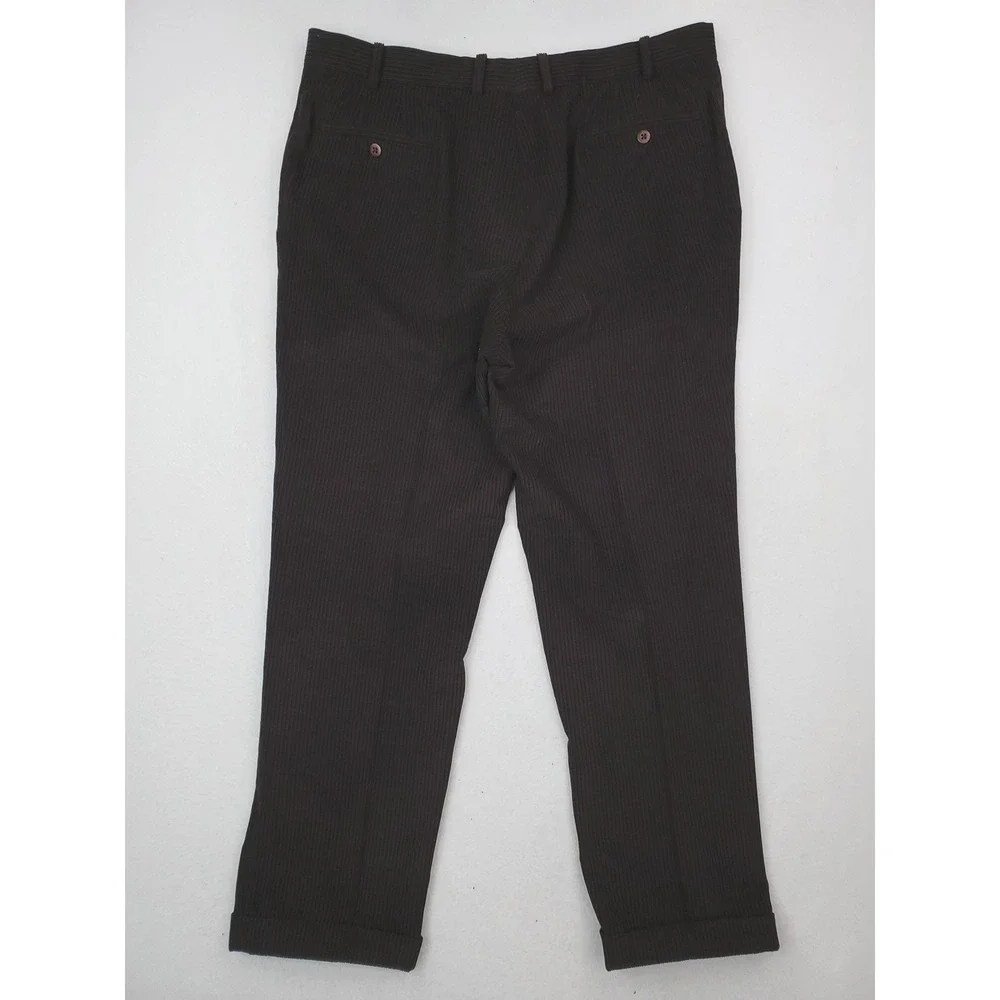 Samuelsohn Pants Mens 38x32 Brown Loro Piana Zelander Corduroy Wool Dress Cuffed